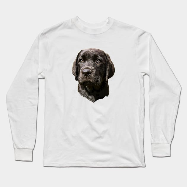 Labrador Retriever Black Puppy Dog Long Sleeve T-Shirt by ElegantCat